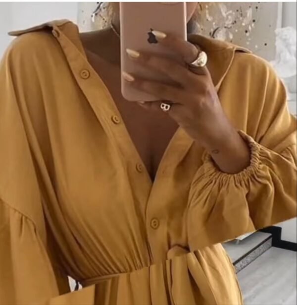 Vestido Longo com Botões e Faixa - Image 2