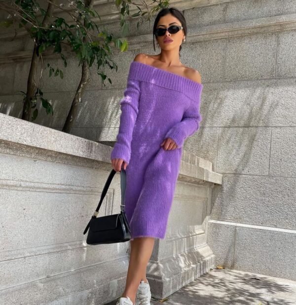Vestido Tricot Gola Alta